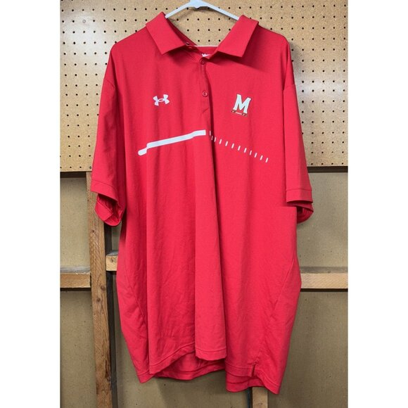 Maryland Terrapins Under Armour Men's Golf Polo Shirt Red Size 4XL - Picture 1 of 3
